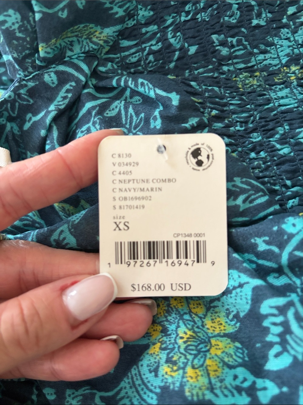 BNWT Free People Teal & Green Floral Strap Maxi Dress - Picture 7 of 8